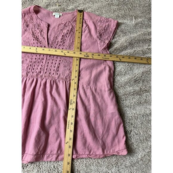 Sundance Katana Dusty Rose Top Boho Embroidered Cap Sleeve M - Picture 8 of 11